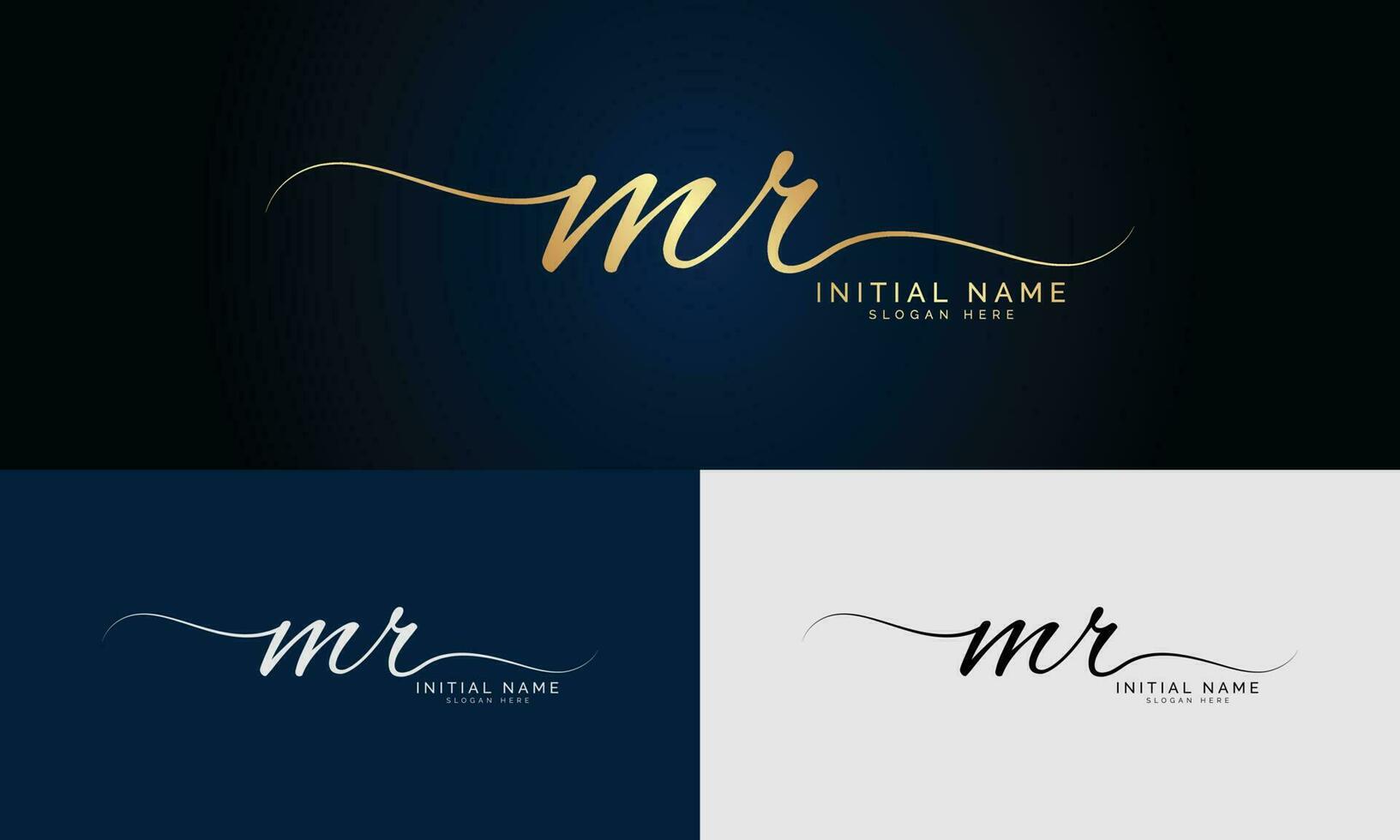 mr letra inicial y diseño de logotipo de firma con círculo. hermoso diseño de logotipo escrito a mano para moda, equipo, boda, logotipo de lujo. vector