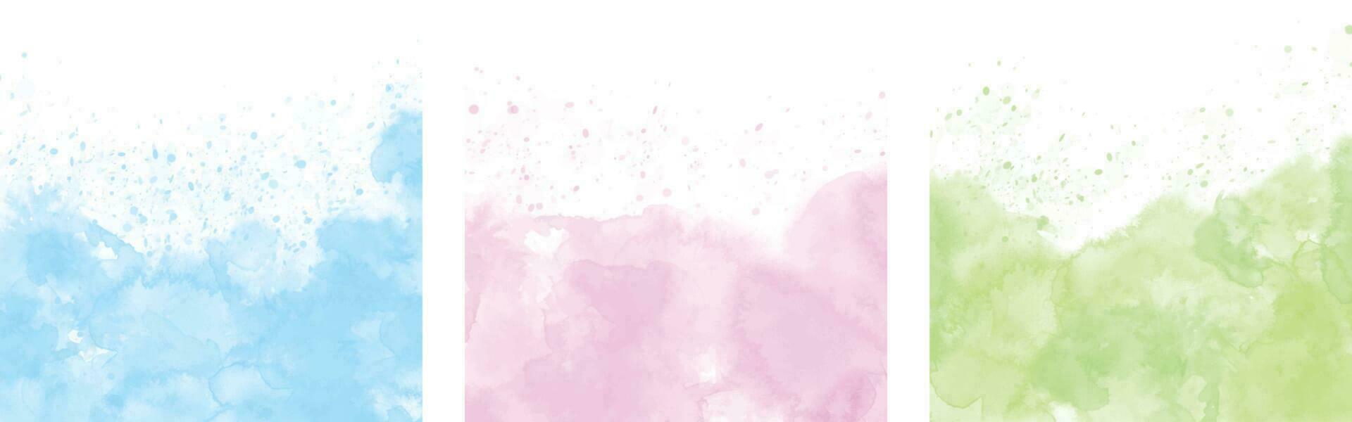 Set of light colorful vector watercolor backgrounds