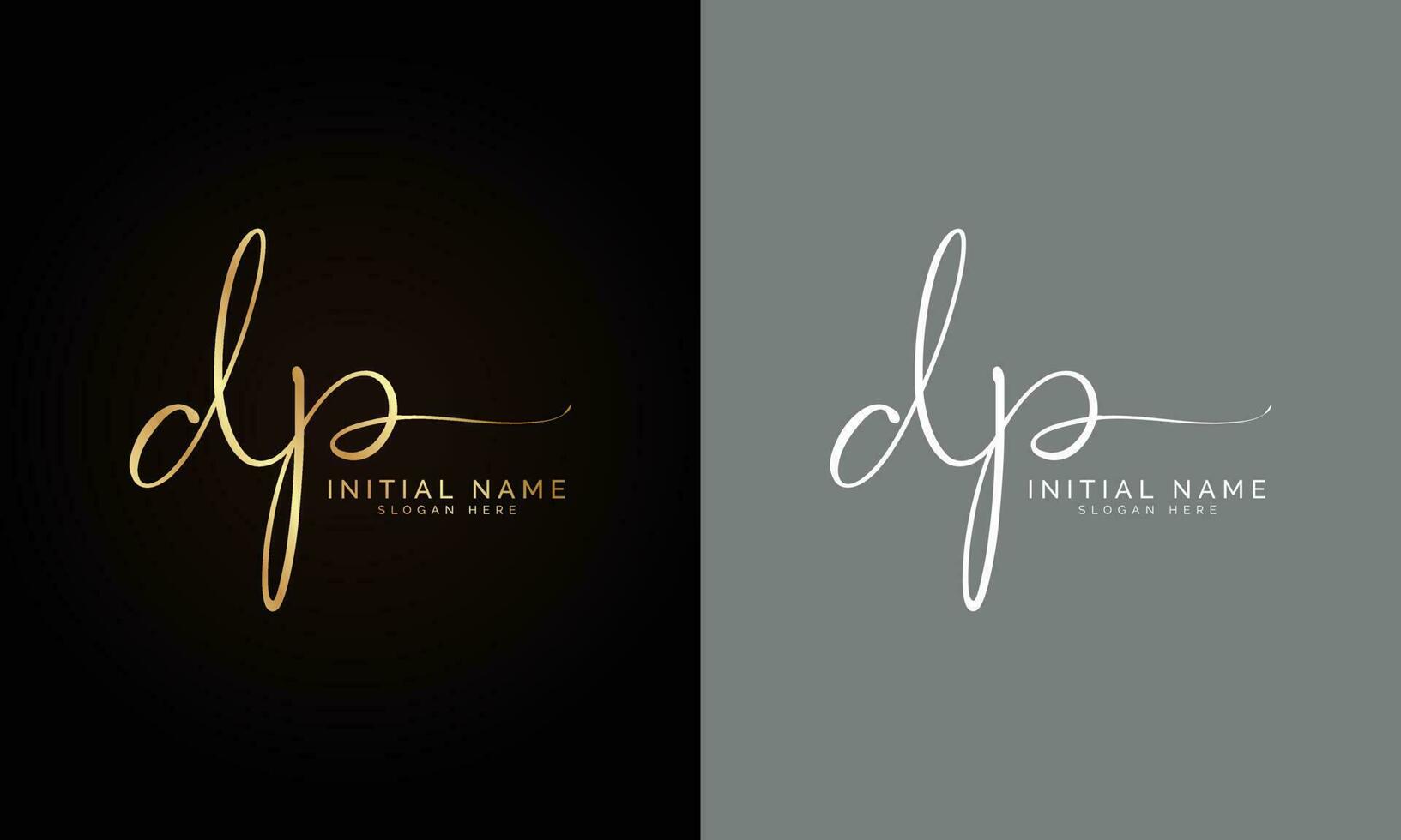 dp Initial handwriting and signature logo design with circle. Beautiful design handwritten logo for fashion, team, wedding, luxury logo. vector