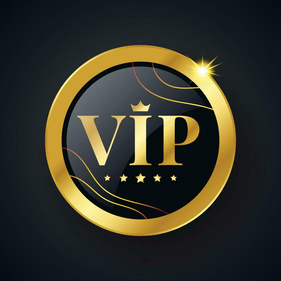 Luxury Vip Badge or Label vector Golden Badge with gold Vip text vector illustration