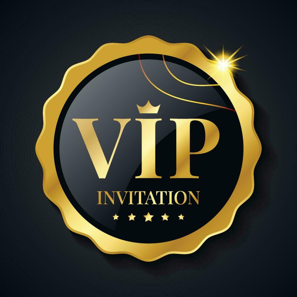 Luxury Vip Badge Logo Vector Golden Banner Illustration
