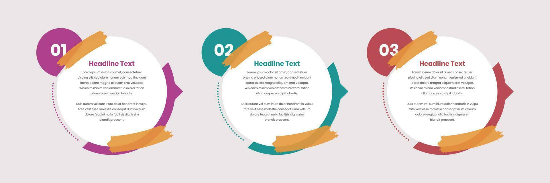 Minimalistic business process presentation infographic template with ellipse shape and attached with tape vector