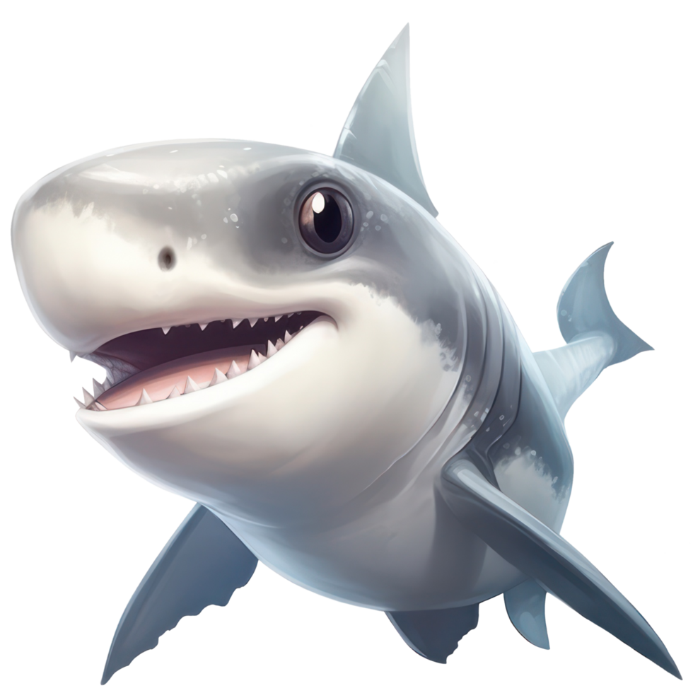 linda tiburón clipart acuarela camiseta diseño, transparente fondo, ai generado png