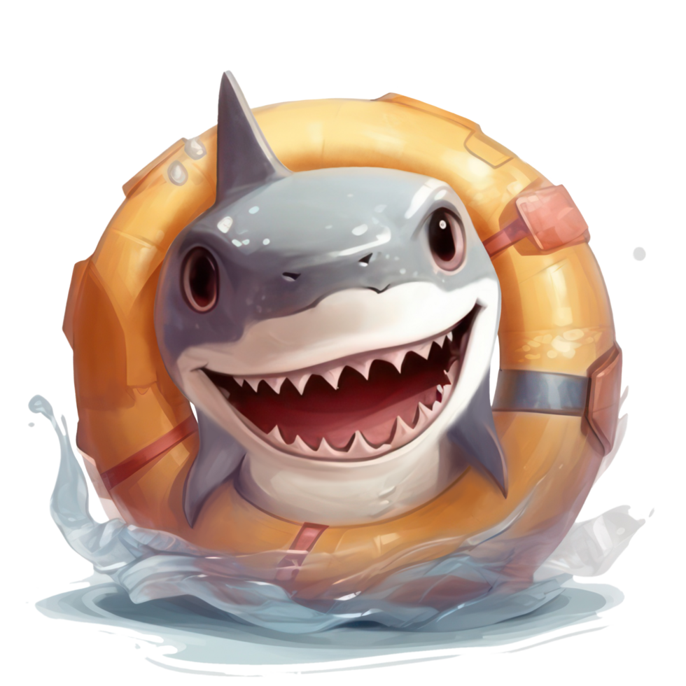 Cute Shark Clipart watercolor t-shirt design, transparent background, png