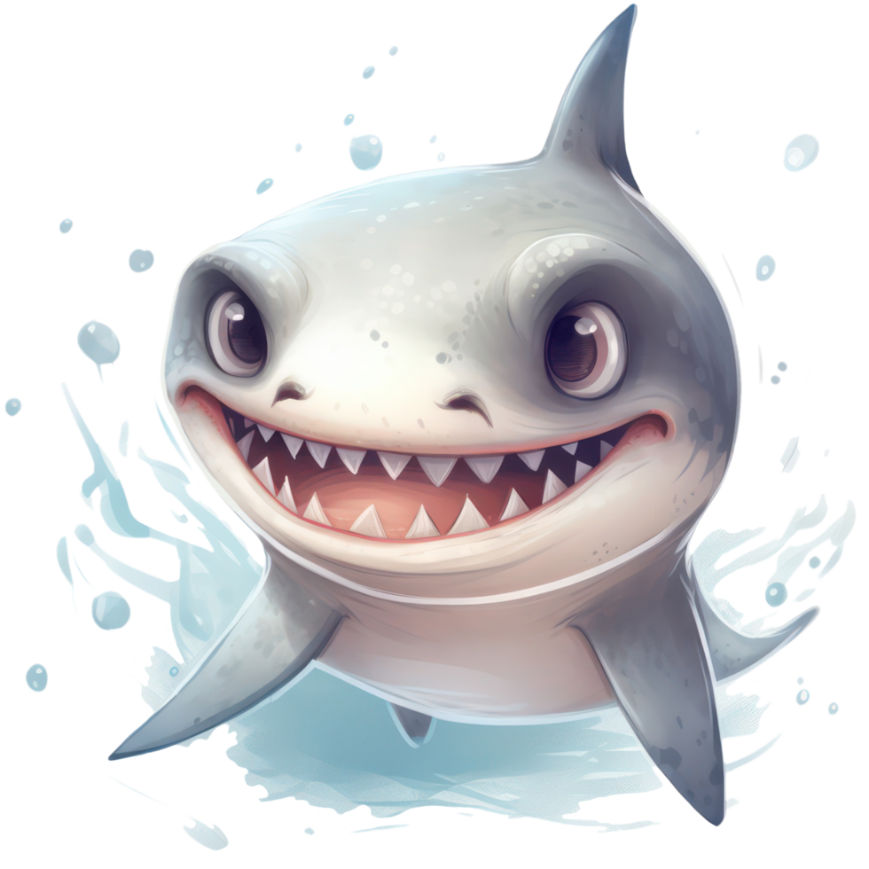 Cute Shark Clipart watercolor t-shirt design, transparent background, png