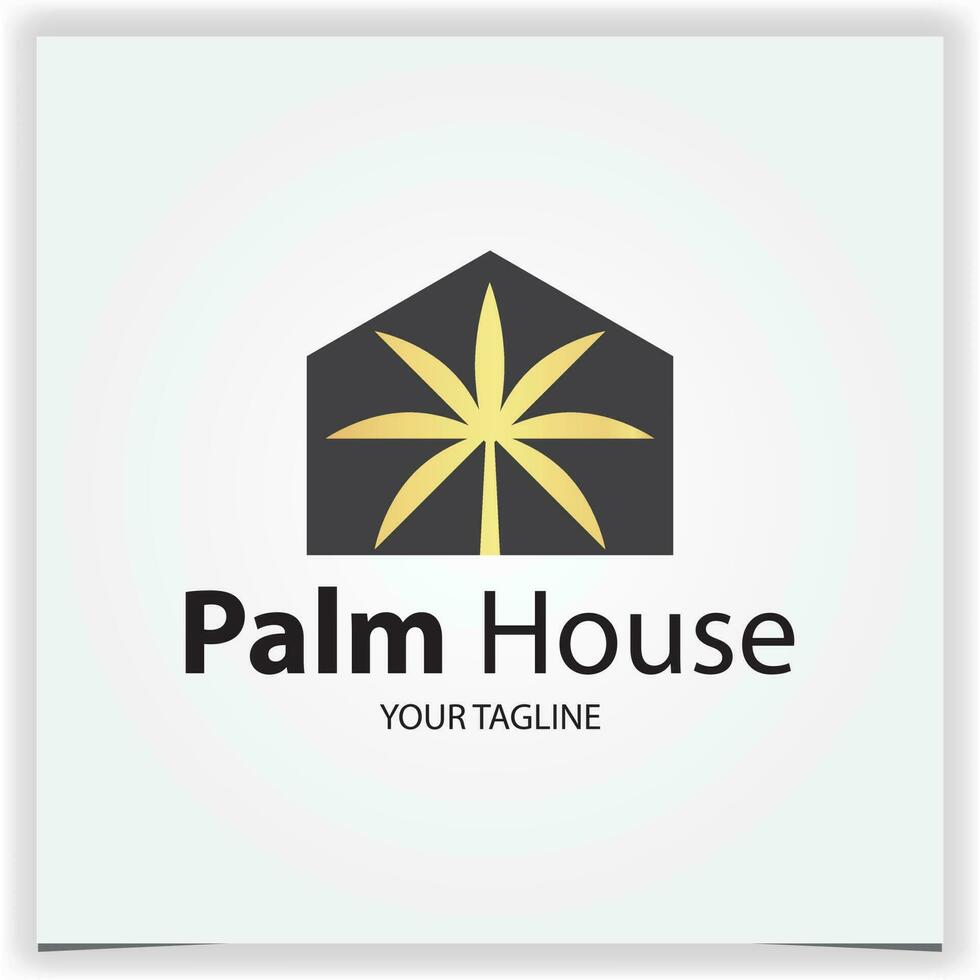 luxury gold palm house logo premium elegant template vector eps 10