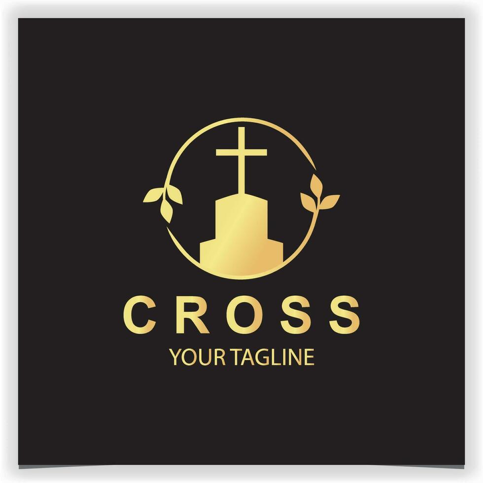 luxury gold cross logo premium elegant template vector eps 10