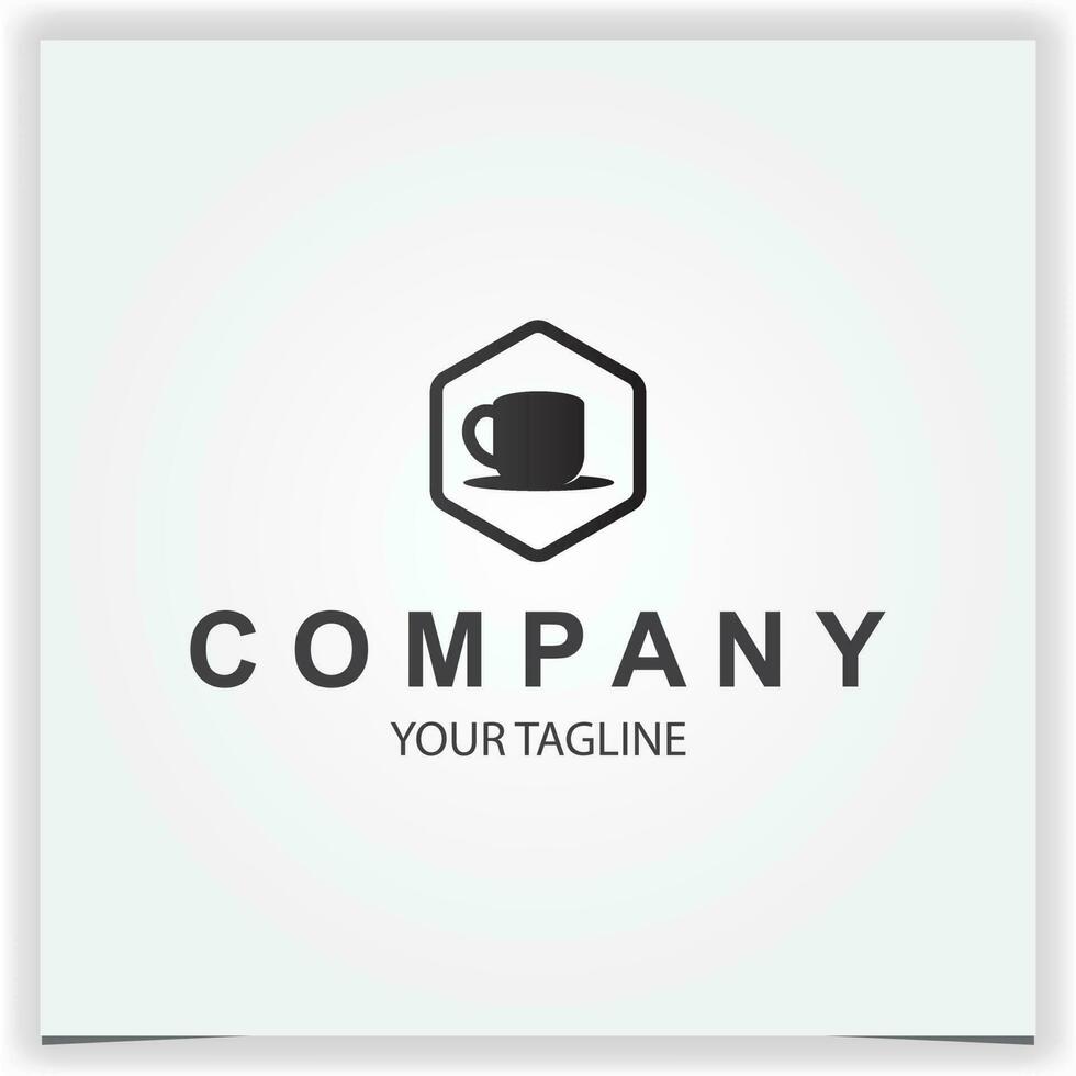 hexagon coffee shop logo design premium elegant template vector eps 10