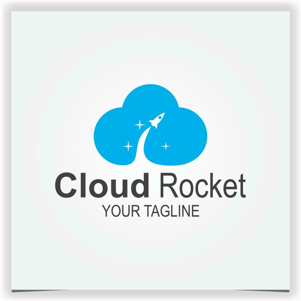 Rocket cloud logo, cloud data icon vector