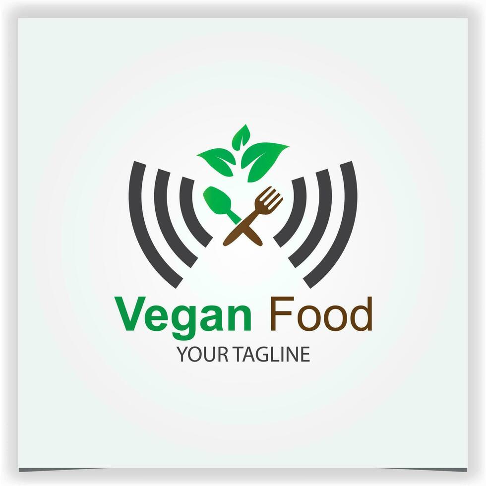 vegan food signal restaurant logo design premium elegant template vector eps 10