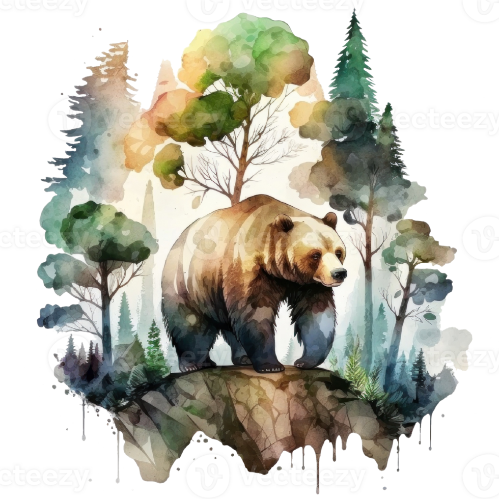 verzaubert Wald Wald Tier T-Shirt Design, transparent Hintergrund, ai generiert png