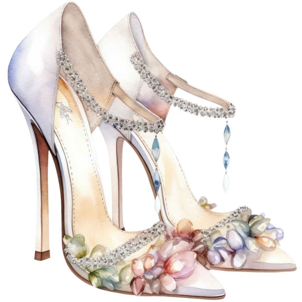 Crystal Heels Fashion watercolor t-shirt design, transparent background