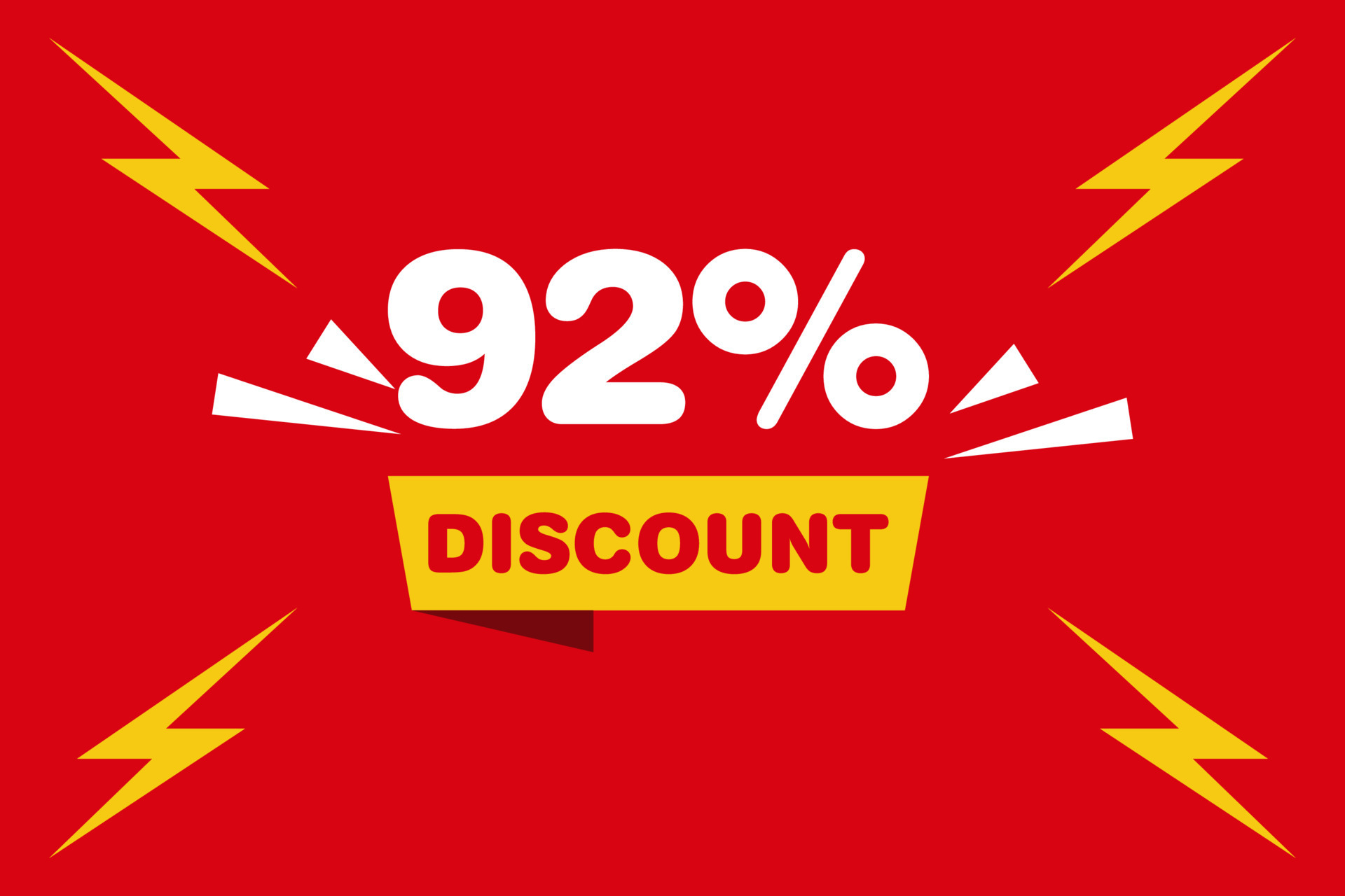 92 percent Sale and discount labels. price off tag icon flat design