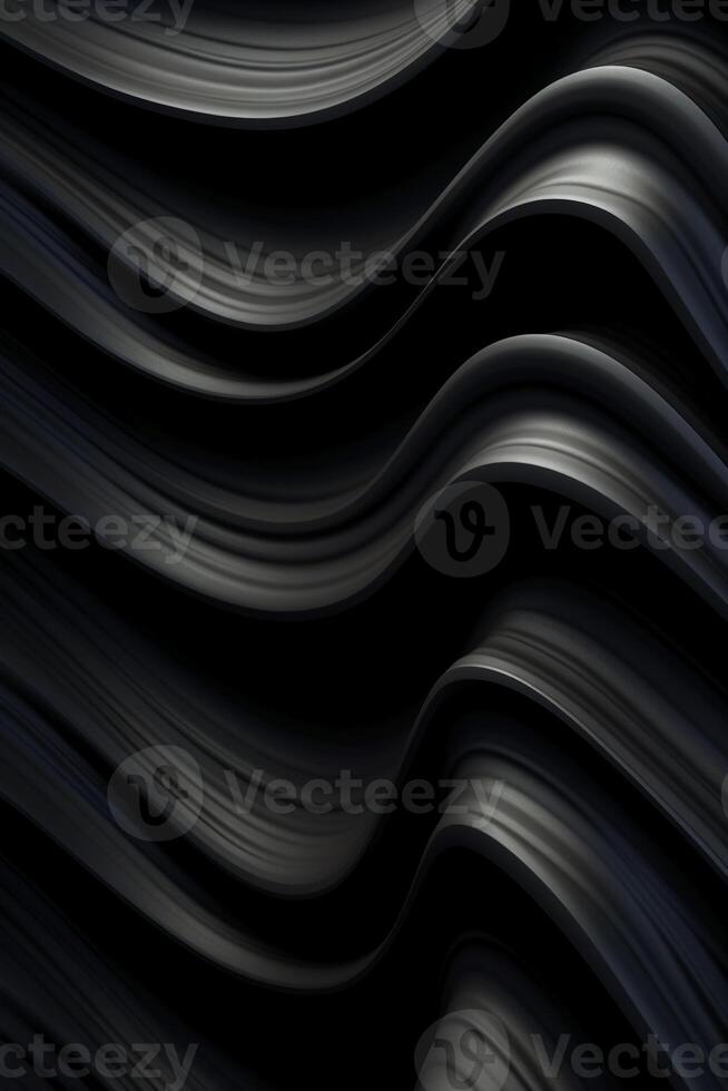 Wavy Black Metallic 3D Background. photo