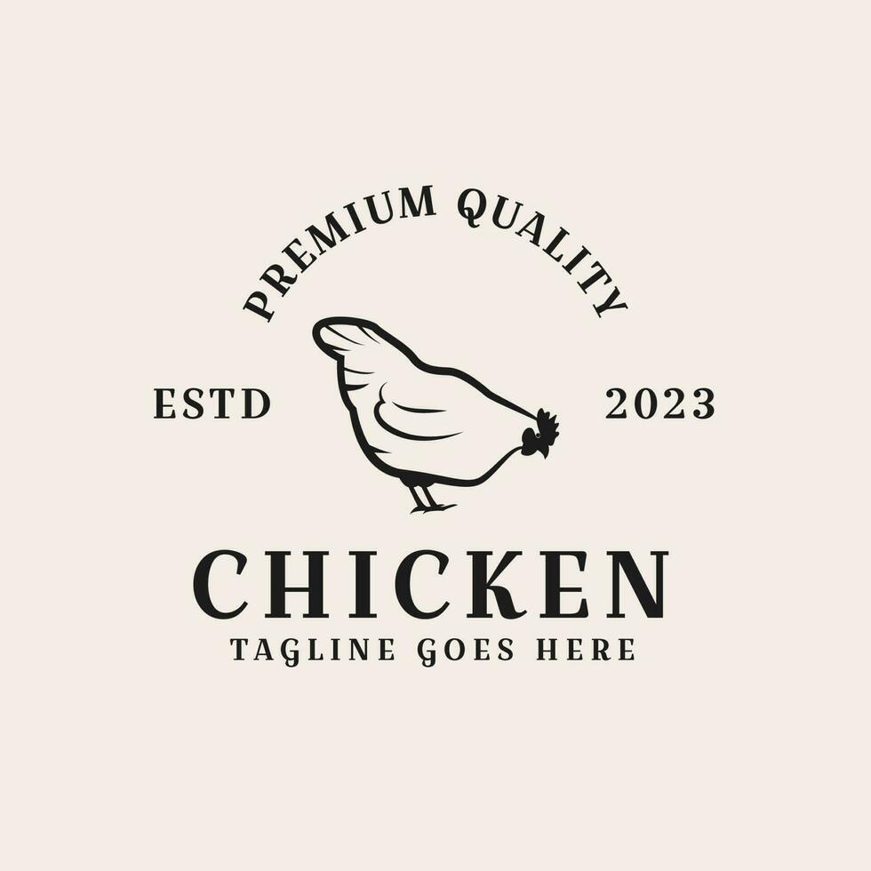 Creative vintage chicken farm logo design concept illustration idea vector