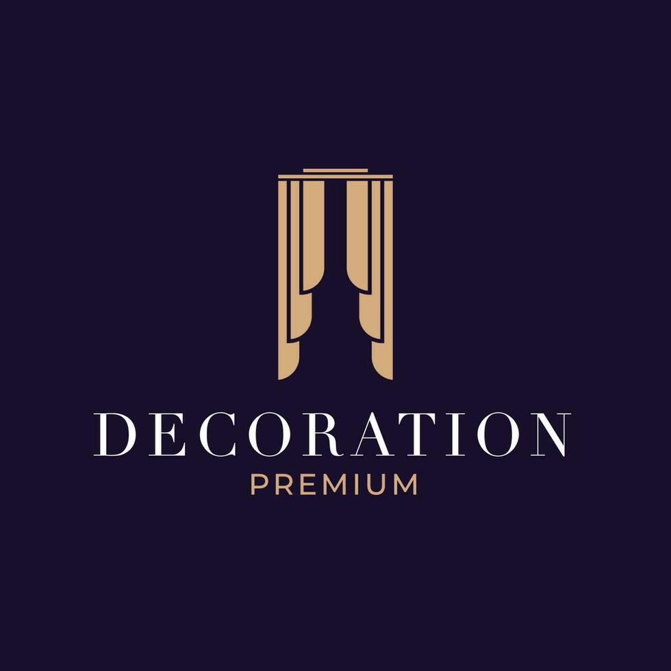 Creative curtain logo building decoration vector design concept illustration idea