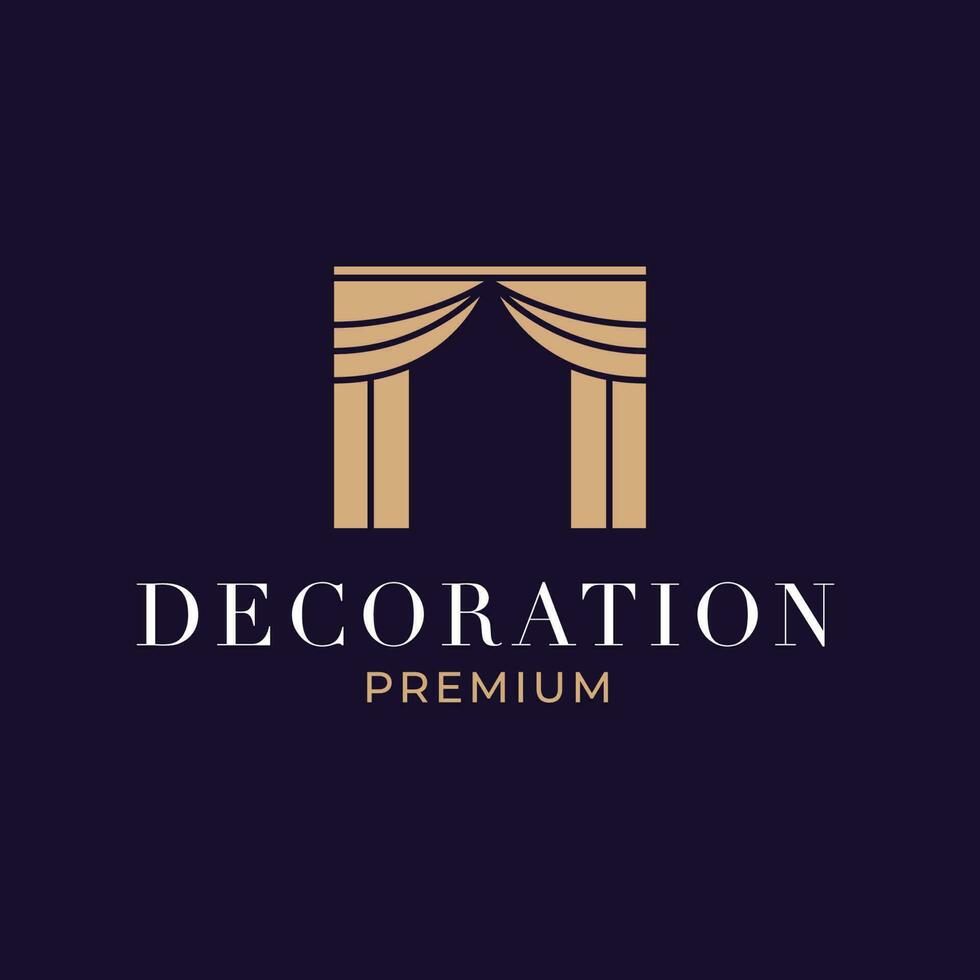 Creative curtain logo building decoration vector design concept illustration idea