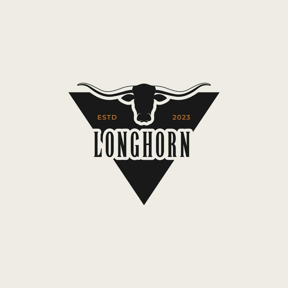 Creative vintage texas longhorn country western logo design concept illustration idea vector