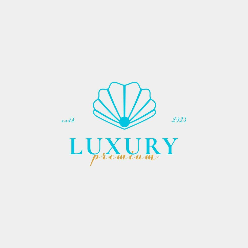 Creative beauty pearl shell jewelry logo design concept illustration idea vector