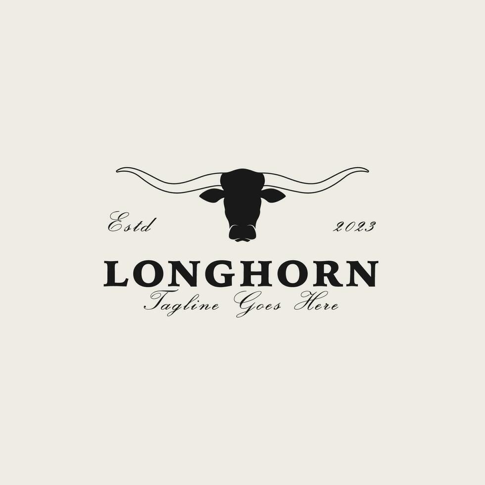 Creative vintage texas longhorn country western logo design concept illustration idea vector