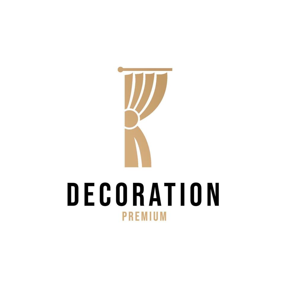 Creative curtain logo building decoration vector design concept illustration idea