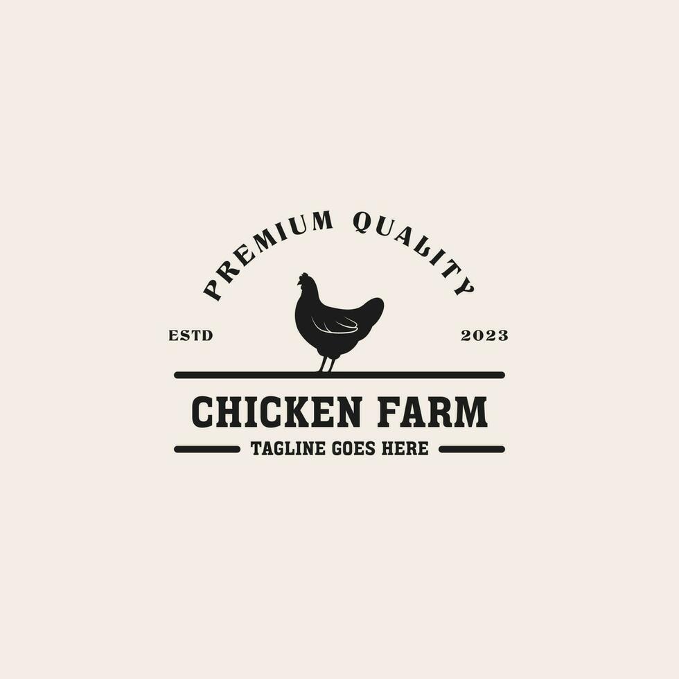 Creative vintage chicken farm logo design concept illustration idea vector