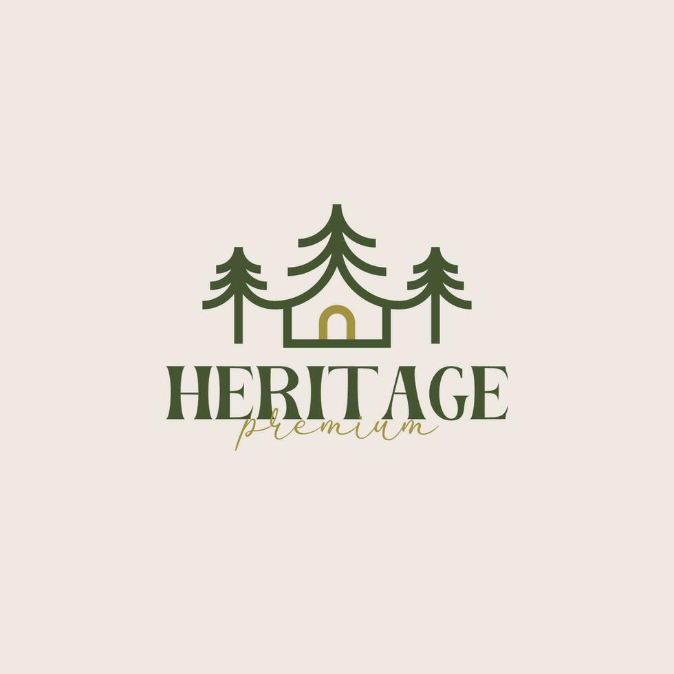Creative pine house logo for corporate business identity design vector illustration