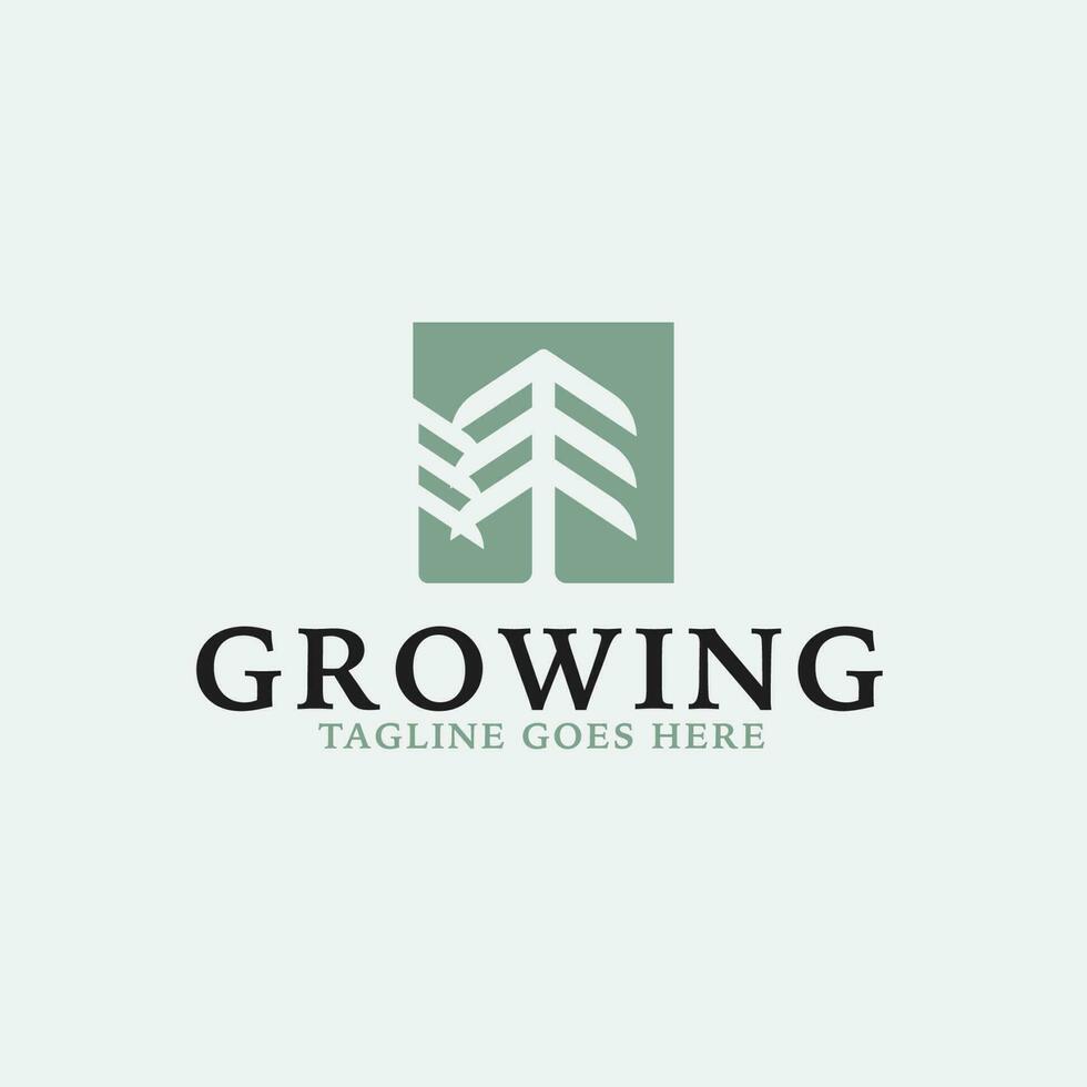 Creative growth logo combination with pine tree icon design concept illustration idea vector
