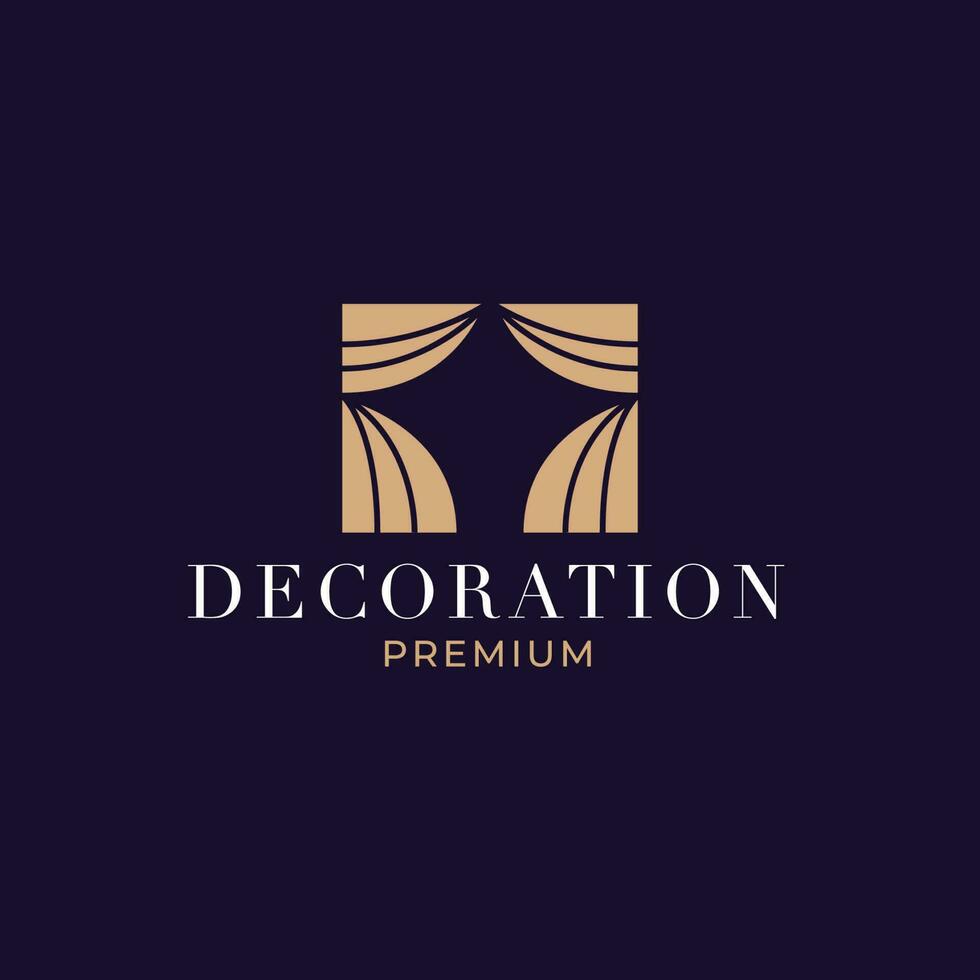 Creative curtain logo building decoration vector design concept illustration idea