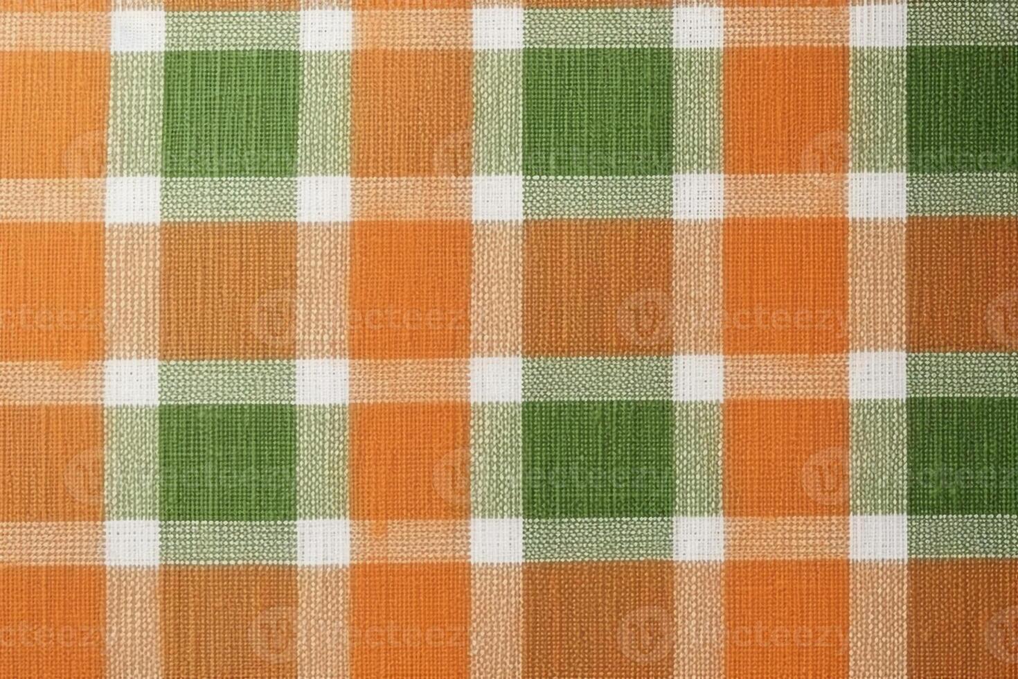 orange fabric textile pattern, plaid background, linen cotton. photo