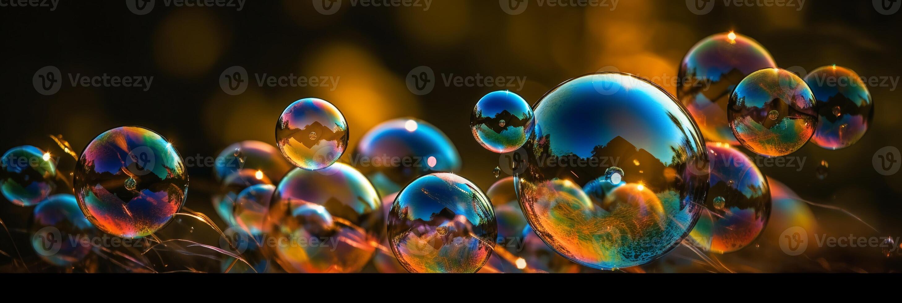 Giant bubbles blurred background. photo