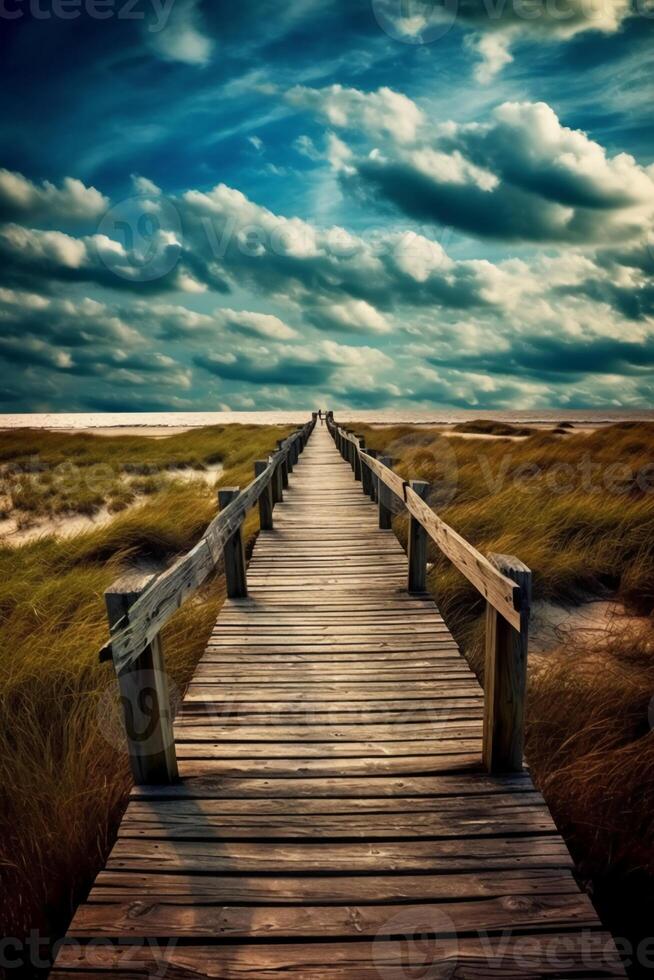 paseo marítimo líder a el cielo, adivinar estilo, santo fantasía. ai generativo foto