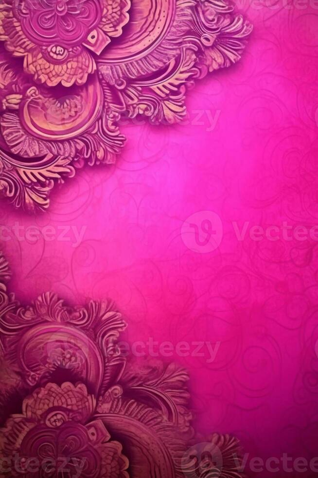 Fuchsia Crayola color background paper texture Rangoli pattern painting. photo