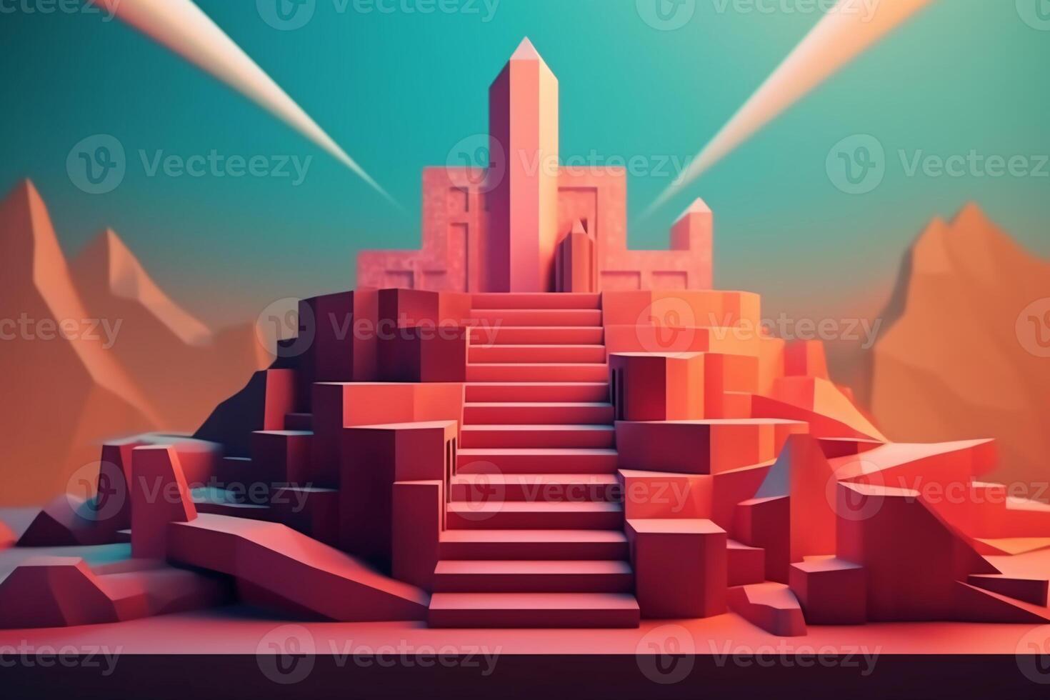 Business concept of ladder career path and growth success process. photo