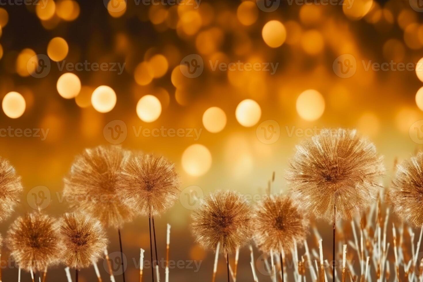 Gold and silver Fireworks and bokeh in New Year eve and copy space. Abstract background holiday. photo