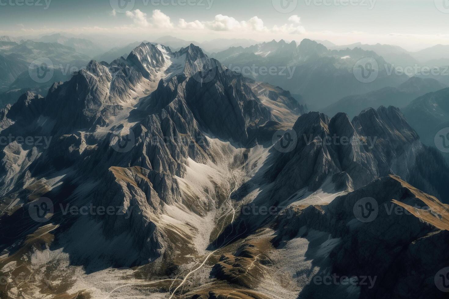 aéreo Disparo de hermosa suizo Alpes. ai generativo foto