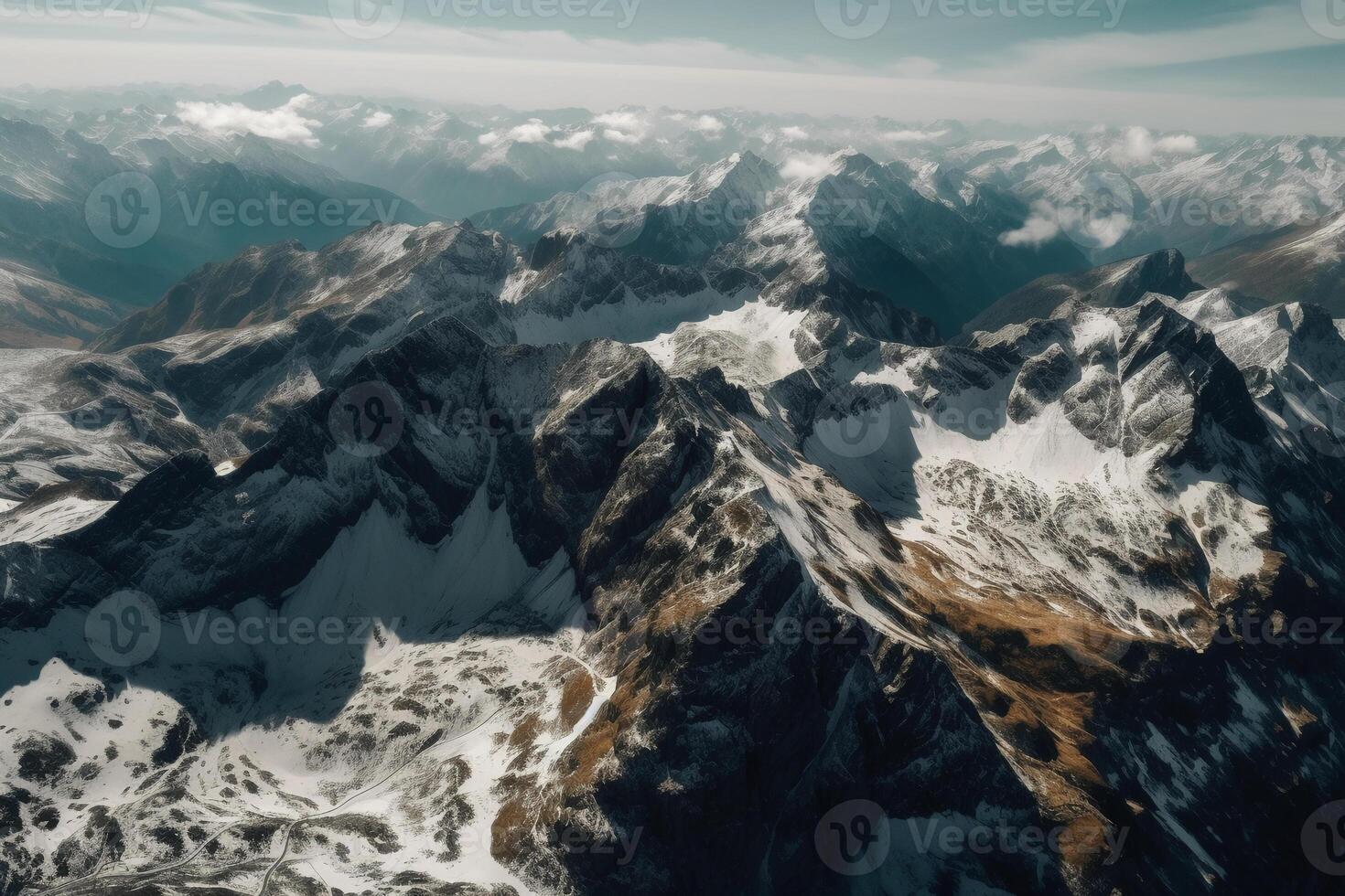 Aerial shot of beautiful Swiss Alps. photo