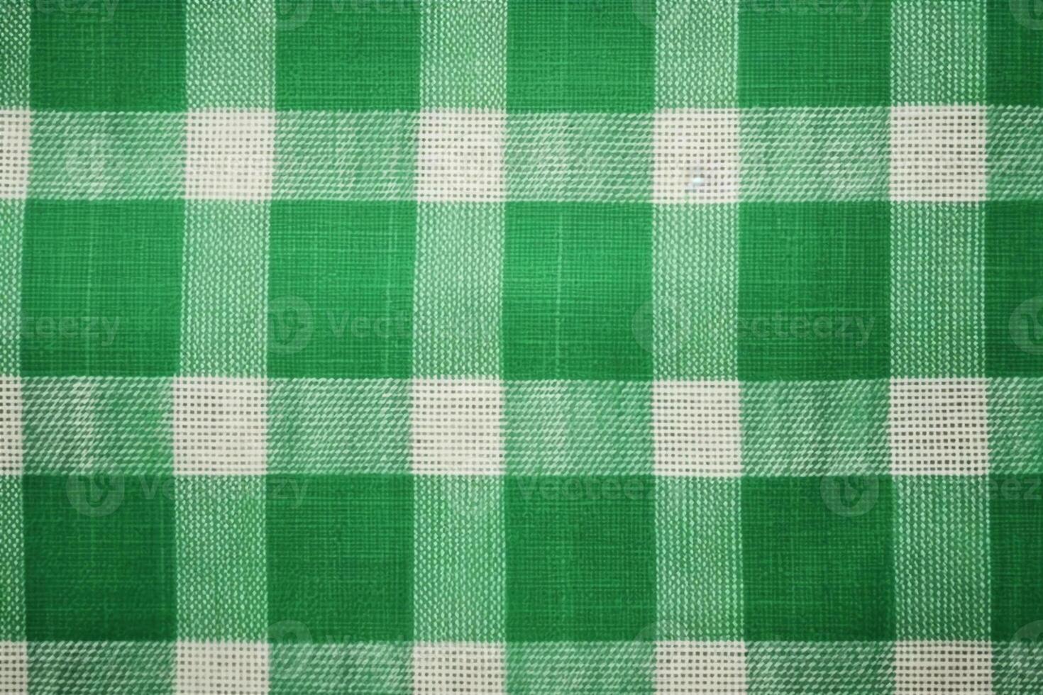 green fabric textile pattern, plaid background, linen cotton. photo