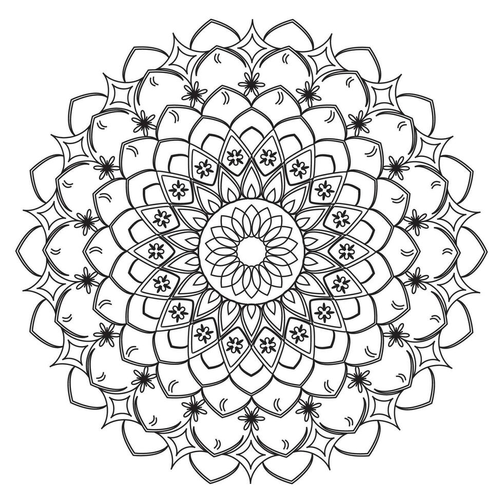 Circular pattern flower of mandala design with hand drawn. Unique design with petal flower. Vector mandala floral patterns with black and white background.
