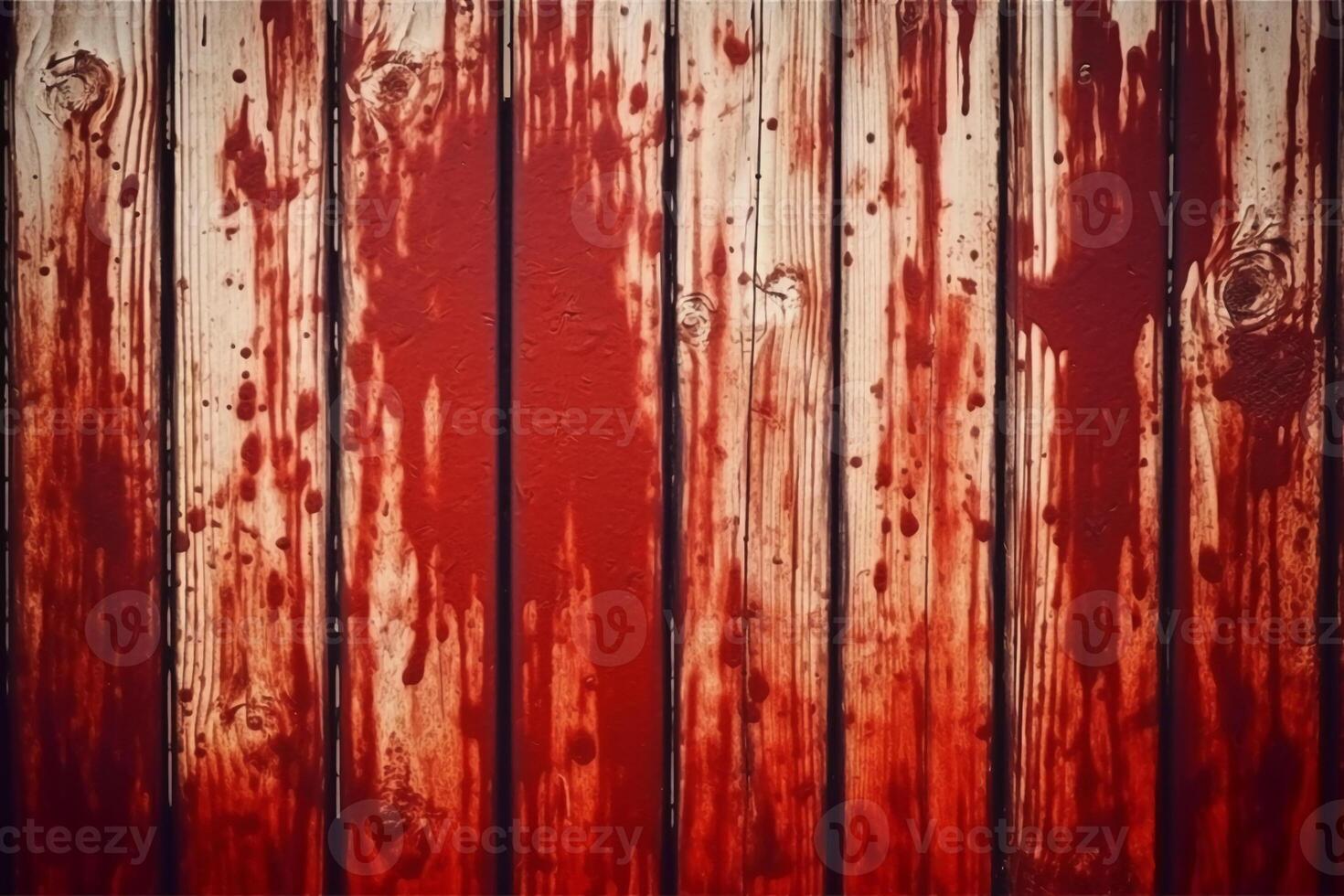 Horror wood blood stain background, grunge rough wooden plank wallpaper. photo