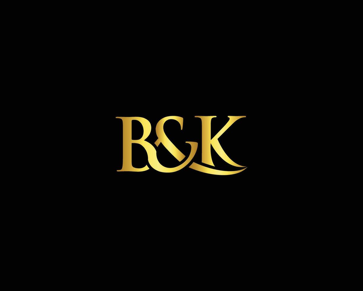 Abstract Letter B And K Company Logo Design For Business. B And K Letter Of The Gold Color Vector Template.