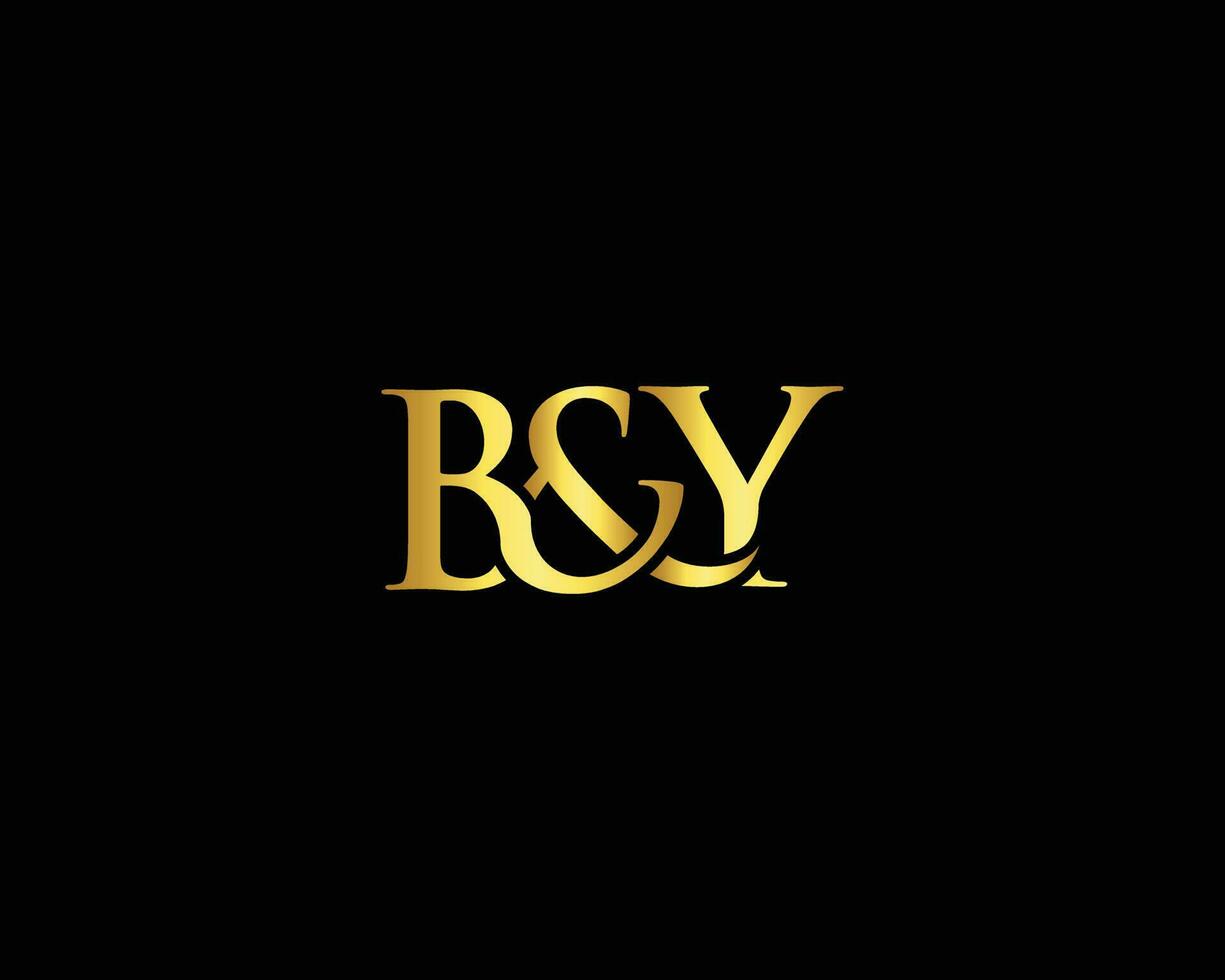 Unique Abstract Luxury Letter B And Y Logo Design For Your Business. B And Y Letter Of The Gold Color Vector Template.