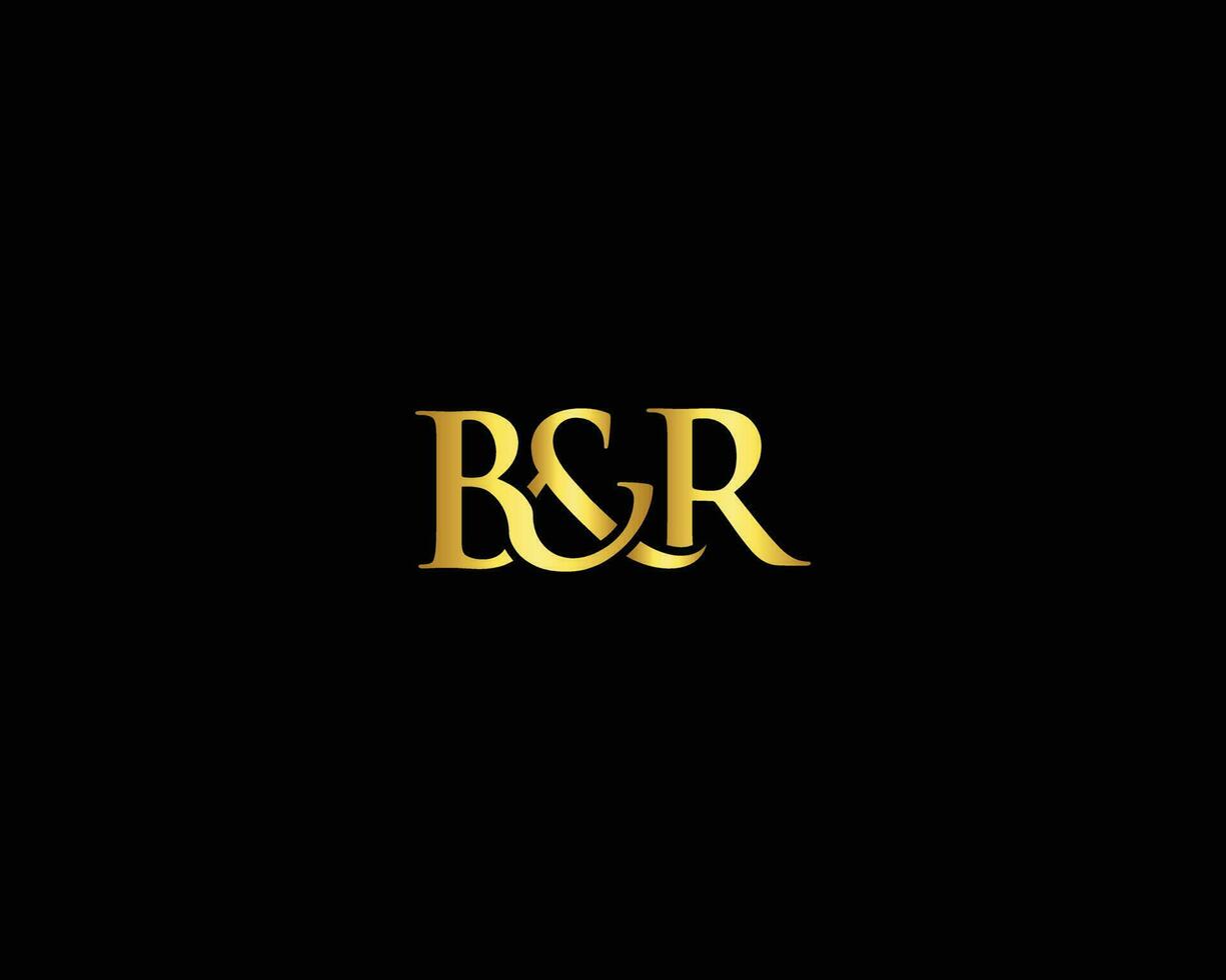 Basic Abstract Luxury Letter B And R Unique Premium Logo Design. B And R Letter Of The Gold Color Vector Template.