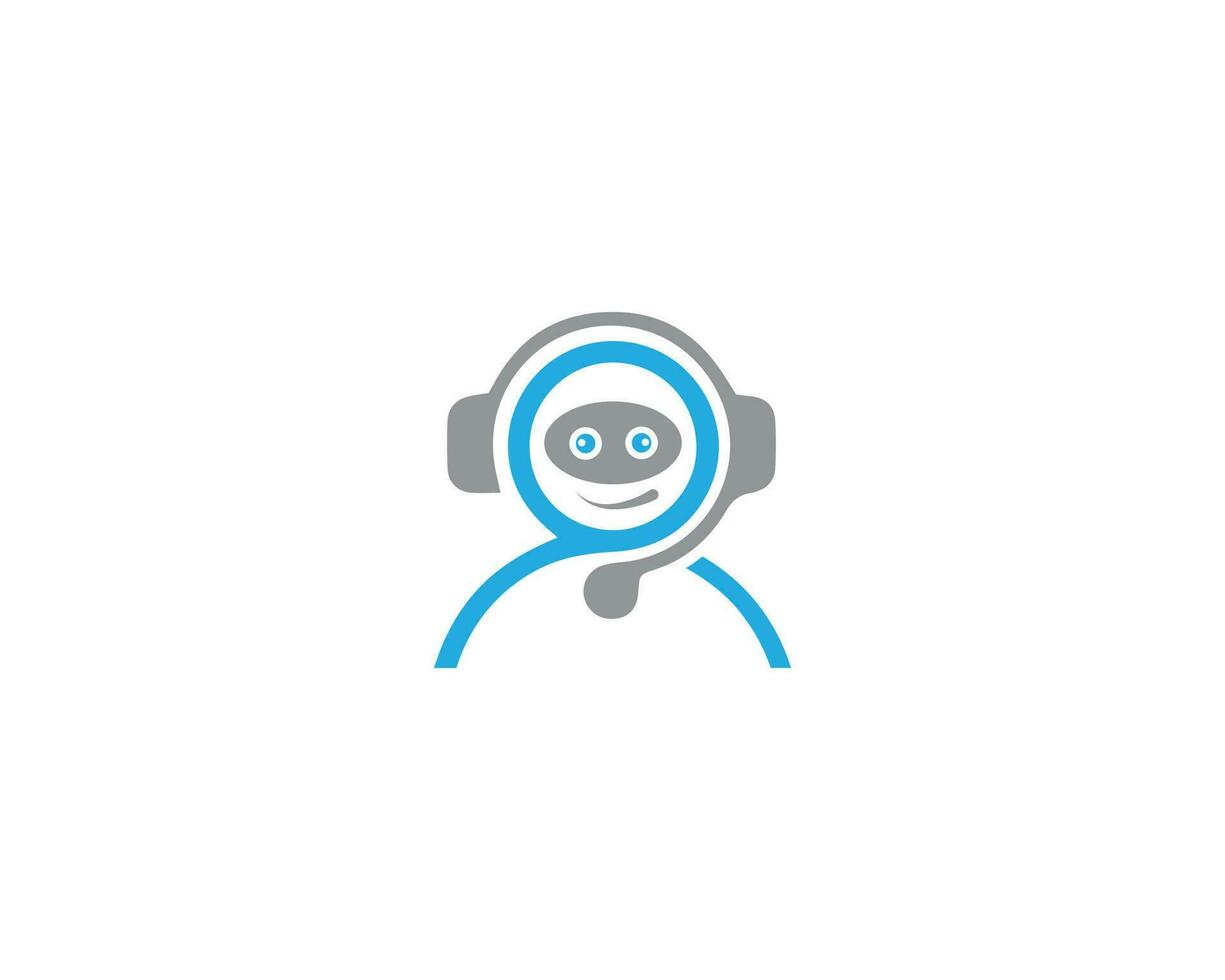 robot charla larva del moscardón firmar para apoyo Servicio logo diseño concepto. chatbot personaje plano estilo vector ilustración.