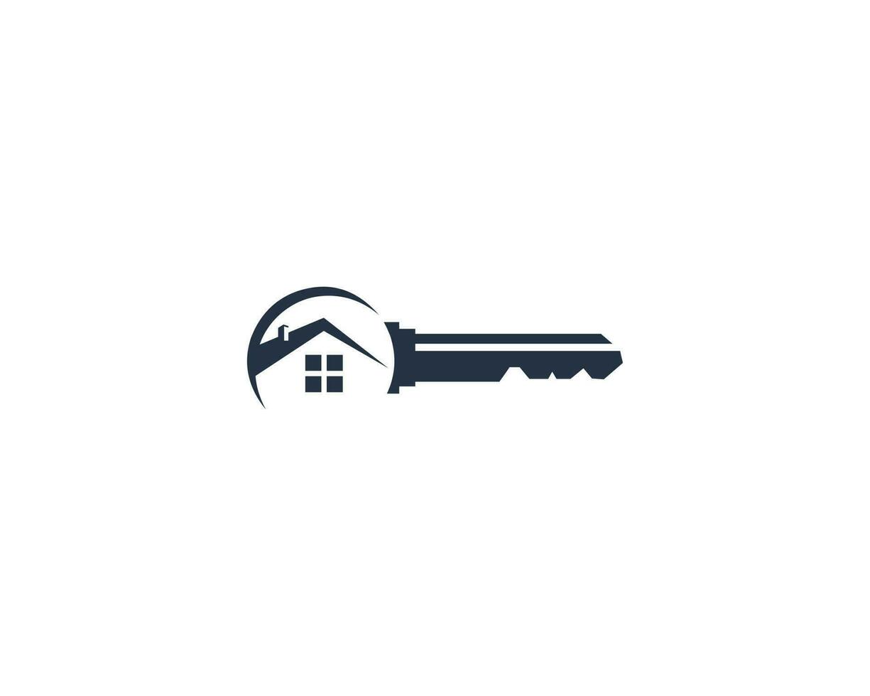 Key House Vector Logo. Real Estate Key Symbol Design. Simple Modern Illustration.