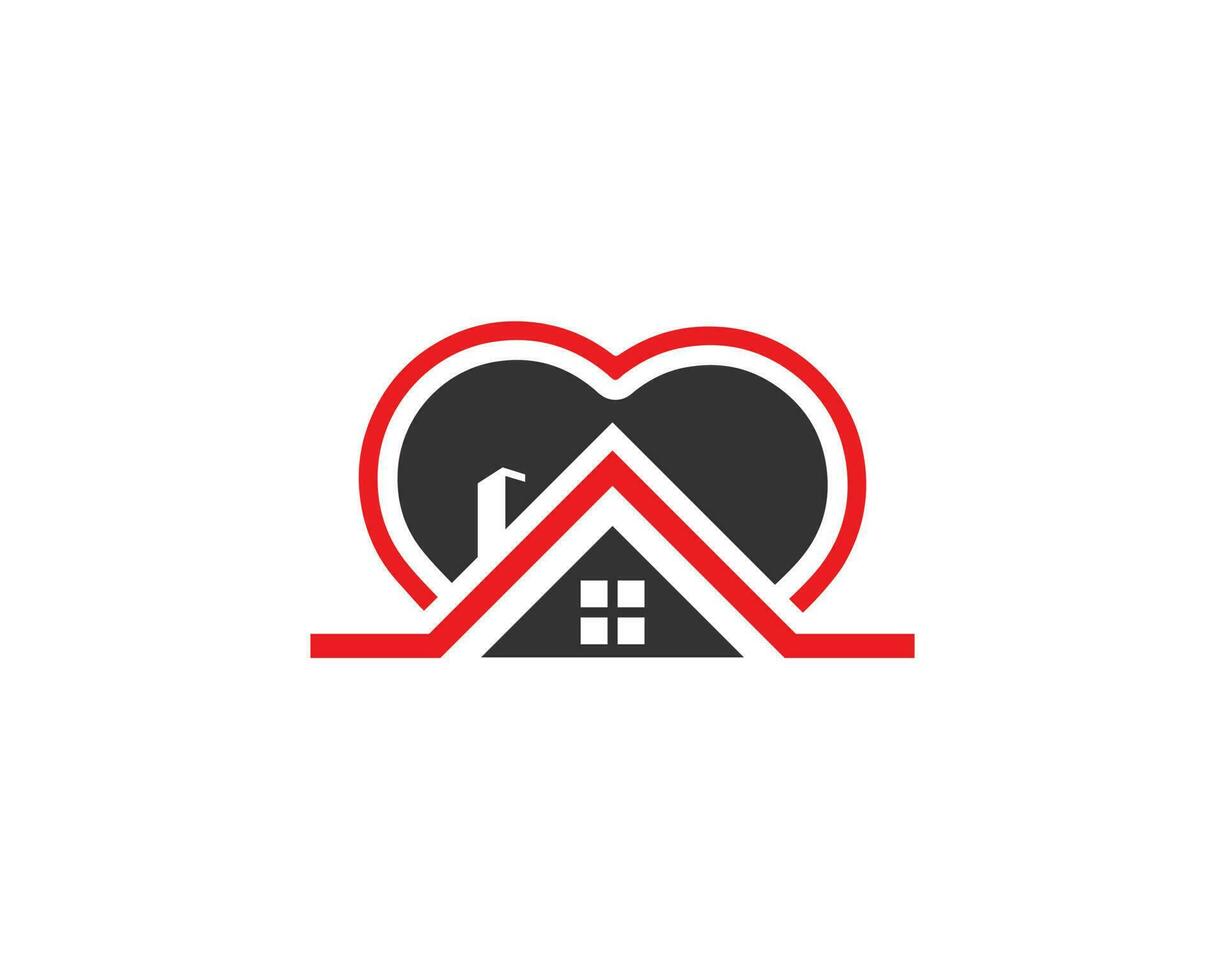 Home and love vector logo. Modern heart home vector illustration design