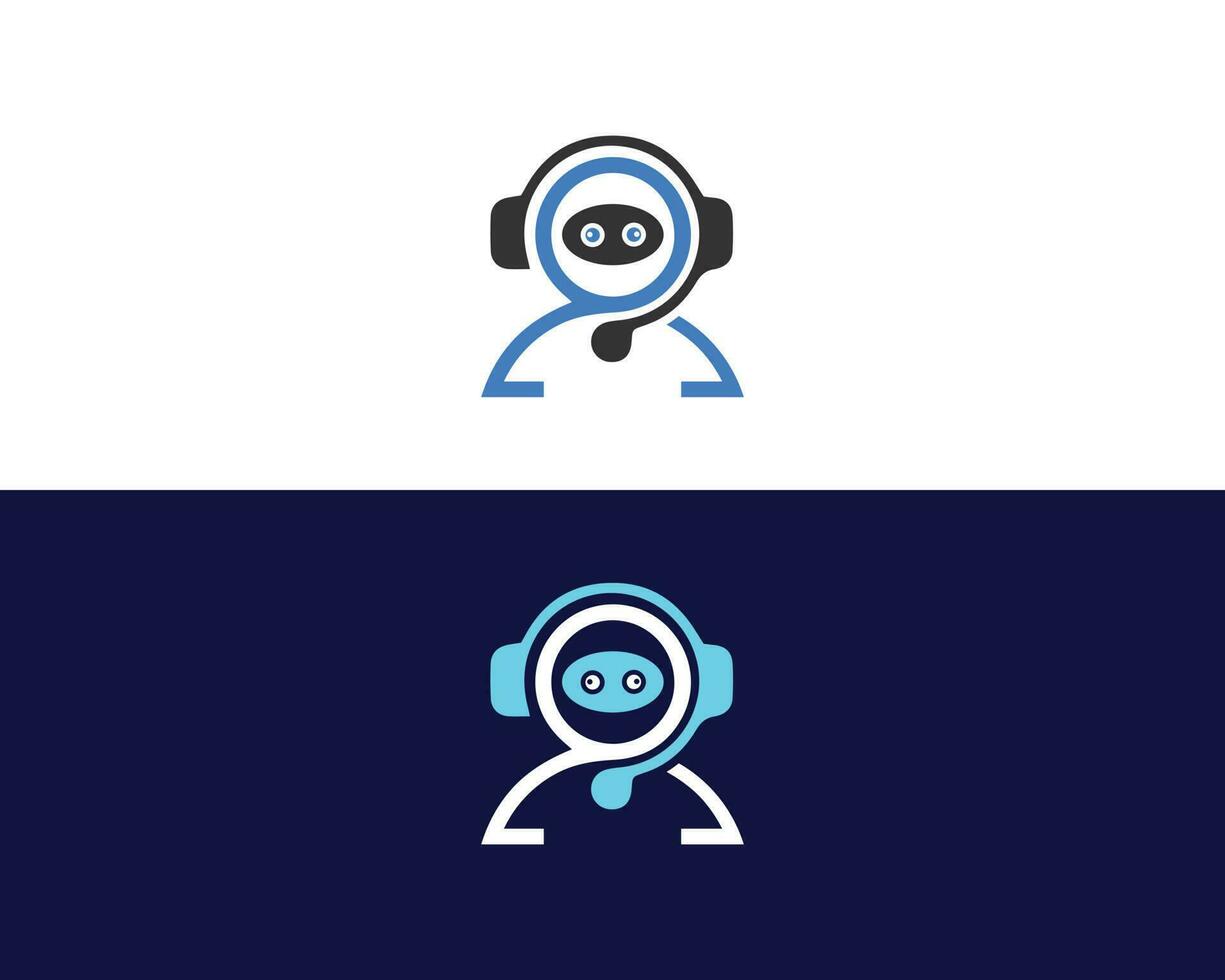 Robot And Bot Sign Logo Design. Chatbot Symbol Concept. Voice Support Service Bot. Online Support Bot. Modern Flat Style Cartoon Character Vector Illustration.