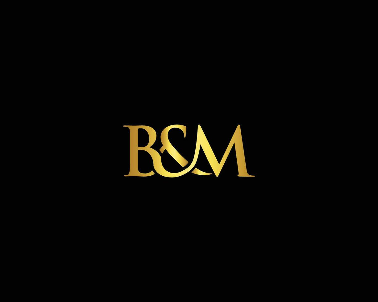 Abstract Letter B And M Company Logo Design For Business. B And M Letter Of The Gold Color Vector Template.