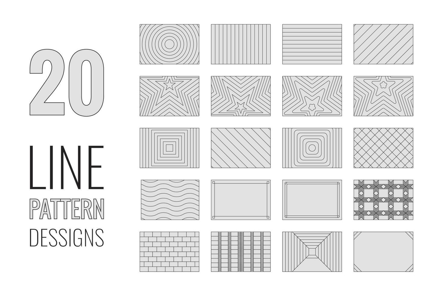 Pack of 20 Line Art Pattern Designs with decent, simple, and minimal Style vector
