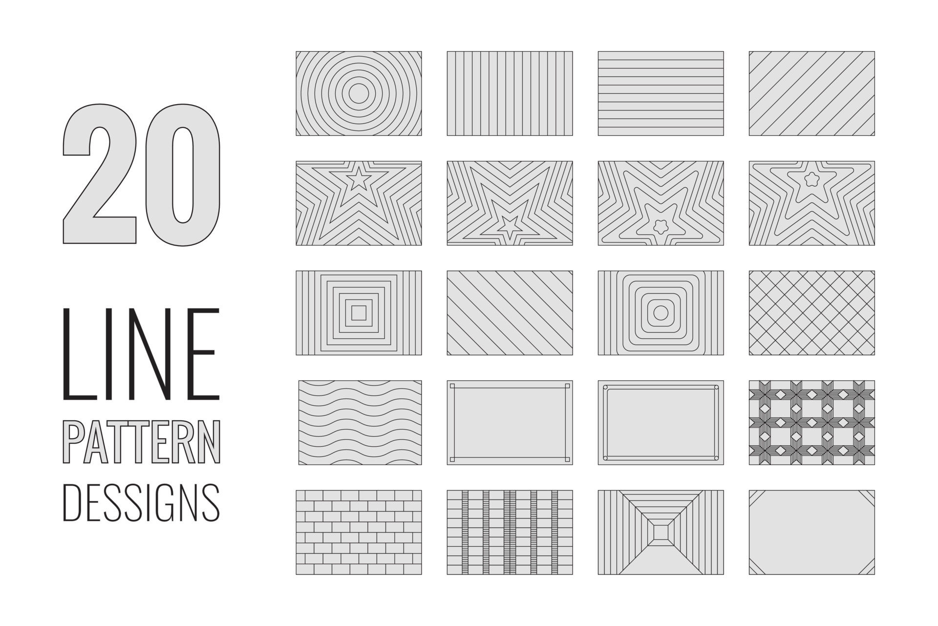 Pack of 20 Line Art Pattern Designs with decent, simple, and minimal ...
